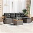 vidaXL 6 Piece Solid Acacia Wood Sofa Set in Gray/Brown