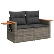 vidaXL 6 Piece Solid Acacia Wood Sofa Set in Gray/Brown
