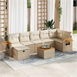 vidaXL 8 Piece Solid Acacia Wood Sofa Set in White/Cream/Beige