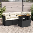 vidaXL 5 Piece Solid Acacia Wood Sofa Set in Black/White/Cream