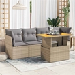 vidaXL 5 Piece Solid Acacia Wood Sofa Set in Gray/Beige