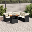 vidaXL 7 Piece Solid Acacia Wood Sofa Set in Black/White/Cream