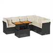 vidaXL 7 Piece Solid Acacia Wood Sofa Set in Black/White/Cream