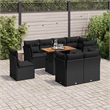 vidaXL 9 Piece Solid Acacia Wood Sofa Set in Black