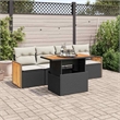 vidaXL 5 Piece Solid Acacia Wood Small Sofa Set in Black/White/Cream