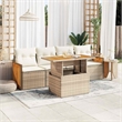 vidaXL 5 Piece Solid Acacia Wood Sofa Set in White/Cream/Beige