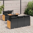 vidaXL 6 Piece Solid Acacia Wood Sofa Set in Black