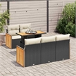 vidaXL 6 Piece Solid Acacia Wood Sofa Set in Black/White/Cream