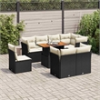 vidaXL 9 Piece Solid Acacia Wood Sofa Set in Black