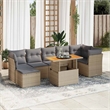 vidaXL 8 Piece Solid Acacia Wood Sofa Set in Gray/Beige
