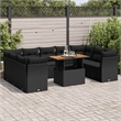 vidaXL 10 Piece Solid Acacia Wood Sofa Set in Black
