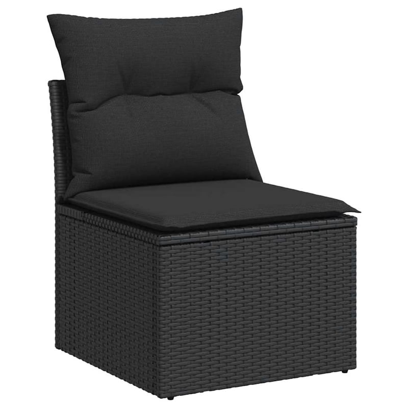 vidaXL 10 Piece Solid Acacia Wood Sofa Set in Black