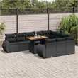 vidaXL 11 Piece Solid Acacia Wood Small Sofa Set in Black