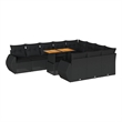 vidaXL 11 Piece Solid Acacia Wood Small Sofa Set in Black