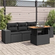 vidaXL 5 Piece Solid Acacia Wood Sofa Set in Black
