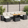 vidaXL 8 Piece Solid Acacia Wood Sofa Set in Black/White/Cream