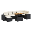 vidaXL 8 Piece Solid Acacia Wood Sofa Set in Black/White/Cream