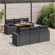 vidaXL 7 Piece Solid Acacia Wood Small Sofa Set in Black