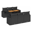 vidaXL 7 Piece Solid Acacia Wood Small Sofa Set in Black