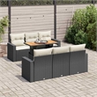 vidaXL 7 Piece Solid Acacia Wood Sofa Set in Black/White/Cream