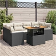 vidaXL 7 Piece Poly Rattan Sofa Set in Black/White/Cream