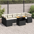 vidaXL 8 Piece Solid Acacia Wood Sofa Set in Black/Cream