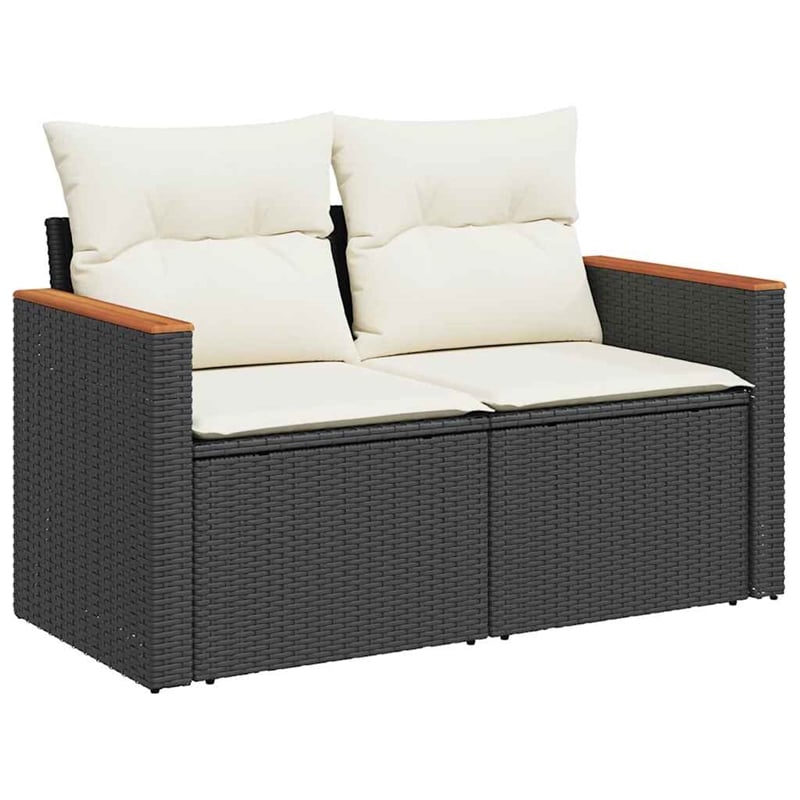 vidaXL 5 Piece Solid Acacia Wood Sofa Set in Black/White/Cream