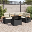 vidaXL 6 Piece Solid Acacia Wood Large Sofa Set in Black