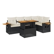 vidaXL 6 Piece Solid Acacia Wood Large Sofa Set in Black