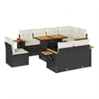 vidaXL 9 Piece Solid Acacia Wood Sofa Set in Black