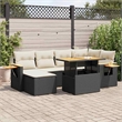vidaXL 7 Piece Solid Acacia Wood Small Sofa Set in Black/White/Cream