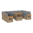 vidaXL 10 Piece Solid Acacia Wood Sofa Set in Gray/Beige
