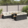 vidaXL 11 Piece Solid Acacia Wood Sofa Set in Black/White/Cream