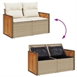vidaXL 9 Piece Solid Acacia Wood Large Sofa Set in White/Cream/Beige