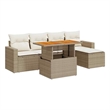 vidaXL 6 Piece Solid Acacia Wood Large Sofa Set in White/Cream/Beige