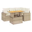 vidaXL 5 Piece Solid Acacia Wood Large Sofa Set in White/Cream/Beige