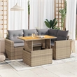 vidaXL 5 Piece Solid Acacia Wood Sofa Set in Gray/Beige