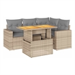 vidaXL 5 Piece Solid Acacia Wood Sofa Set in Gray/Beige