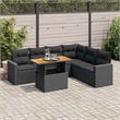 vidaXL 7 Piece Solid Acacia Wood Sofa Set in Black