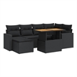 vidaXL 7 Piece Solid Acacia Wood Sofa Set in Black