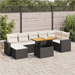 vidaXL 8 Piece Solid Acacia Wood Sofa Set in Black/White/Cream