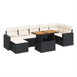 vidaXL 8 Piece Solid Acacia Wood Sofa Set in Black/White/Cream