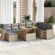 vidaXL 9 Piece Solid Acacia Wood Sofa Set in Gray/Beige