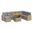 vidaXL 9 Piece Solid Acacia Wood Sofa Set in Gray/Beige