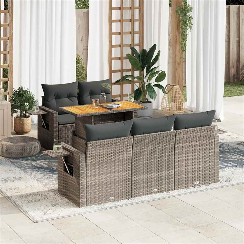 vidaXL 6 Piece Steel Sofa Set in Gray