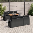 vidaXL 7 Piece Solid Acacia Wood Medium Sofa Set in Black