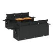 vidaXL 7 Piece Solid Acacia Wood Medium Sofa Set in Black