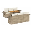 vidaXL 7 Piece Solid Acacia Wood Sofa Set in White/Cream/Beige