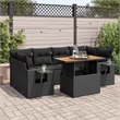 vidaXL 7 Piece Solid Acacia Wood Sofa Set in Black