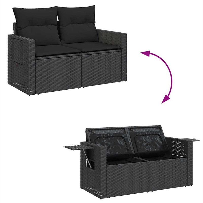 vidaXL 7 Piece Solid Acacia Wood Sofa Set in Black